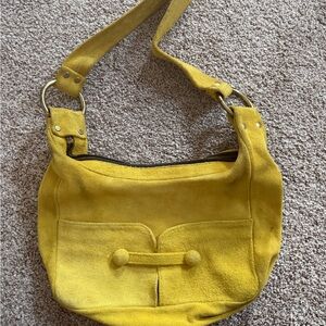Y2K Yellow Suede Shoulder Bag